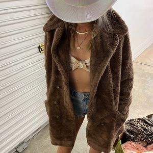 Vintage faux fur teddy peacoat